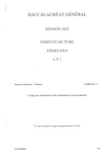 Turc LV1 2002 Sciences Economiques et Sociales Baccalauréat général