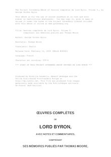 Oeuvres complètes de lord Byron. Volume 5. par Baron George Gordon Byron Byron