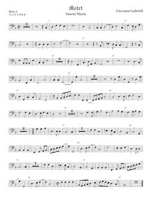 Partition viole de basse 2, basse clef, Sancta Maria à 7, Gabrieli, Giovanni