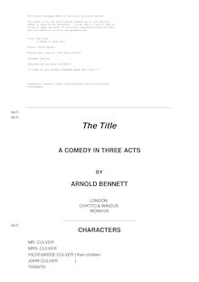 The Title - A Comedy in Three Acts