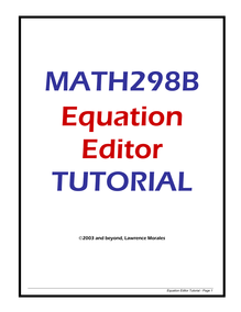 MATH298B Equation Editor TUTORIAL
