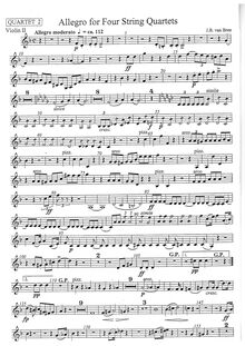 Partition quatuor II: violon 2, Allegro pour 4 corde quatuors, Allegro Moderato