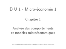 DU 1 - Micro-économie 1 - Chapitre 1 - Analyse des comportements ...