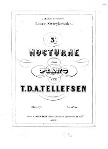 Partition complète, Nocturne, Op.17, B♭ major, Tellefsen, Thomas Dyke Acland