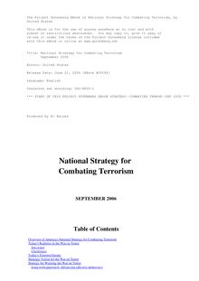 National Strategy for Combating Terrorism - September 2006