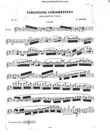 Partition de violon, Variations Concertantes sur une Romance de Paccini