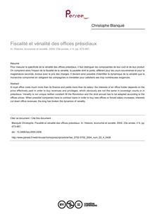 Fiscalité et vénalité des offices présidiaux - article ; n°4 ; vol.23, pg 473-487
