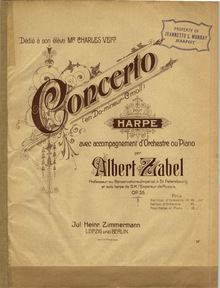 Partition couverture couleur, harpe Concerto, C minor, Zabel, Albert