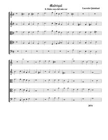 Partition , Dolce esca del mio cor - partition complète (Tr Tr T T B), madrigaux pour 5 voix