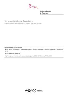Un « apothicaire de Pontoise » - article ; n°106 ; vol.27, pg 87-90