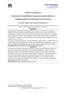 Predicción de la solubilidad del Alopurinol en mezclas disolventes(Solubility prediction of Allopurinol in solvent mixtures)