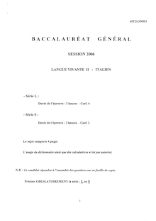 Italien LV2 2006 Scientifique Baccalauréat général