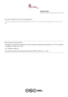 Le journalisme et l immigration - article ; n°1 ; vol.4, pg 157-166