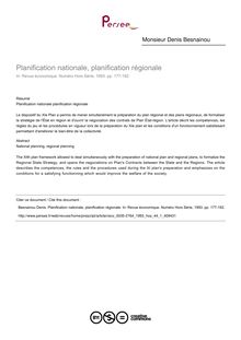 Planification nationale, planification régionale - article ; n°1 ; vol.44, pg 177-192