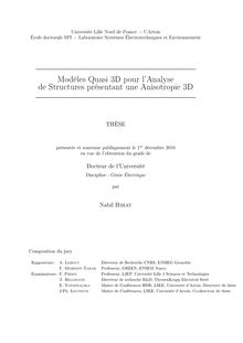 Modèles quasi 3D pour l analyse de structures présentant une anisotropie 3D, Quasi 3D models for the analysis of structures with a 3D anisotropy