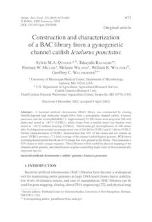Construction and characterization of a BAC library from a gynogenetic channel catfish Ictalurus punctatus