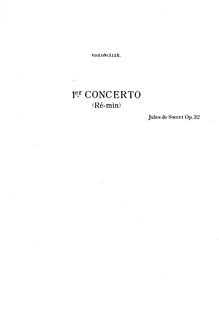 Partition violoncelle Solo , partie, Concerto No.1 en D minor pour violoncelle et orchestre