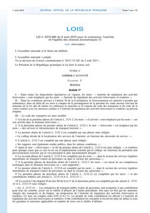 Loi Macron : LOI n° 2015-990 du 6 août 2015 pour la croissance, l activité et l égalité des chances économiques