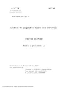 Etude sur les coopérations locales inter-entreprises : analyse et propositions : rapport définitif