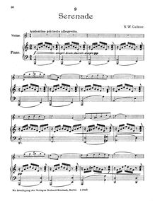 Partition de piano, partition de violon, Serenade, Galkin, Nikolay