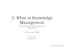 Tutorial. 3. What is knowledge management