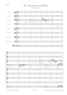 Partition Vocal et continuo score, Assumpta est Maria à 8, à doi chori