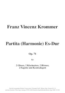 Partition complète, Harmonie, Partita; Octet-Partita, E♭ major, Krommer, Franz par Franz Krommer