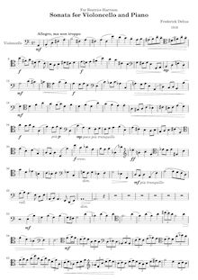Partition de violoncelle, violoncelle Sonata, Sonata for Cello and Piano