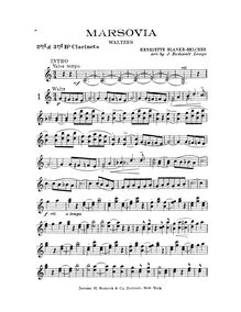 Partition clarinette 2/3 (B♭), Marsovia valses, B♭, Blanke-Belcher, Henriette