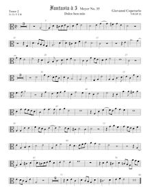 Partition ténor viole de gambe 2, alto clef, Fantasia pour 5 violes de gambe, RC 45