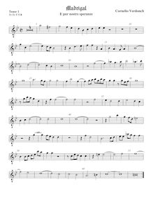 Partition ténor viole de gambe 1, octave aigu clef, madrigaux pour 5 voix par  Cornelio Verdonch