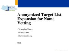 Anonymized Target List Expansion for Name Vetting