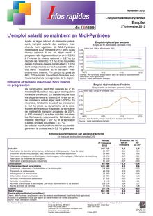 Emploi - 2e trimestre 2012 - L emploi salarié se maintient en Midi-Pyrénées