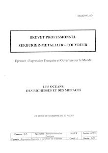 Expression française et ouverture sur le monde 2004 BP - Serrurerie-métallerie