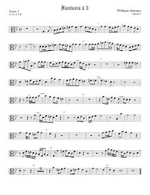 Partition ténor viole de gambe 1, alto clef, Fantasia, G minor, Simmes, William