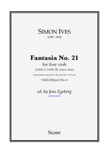 Partition complète, fantaisies pour 4 violes de gambe, Ives, Simon par Simon Ives