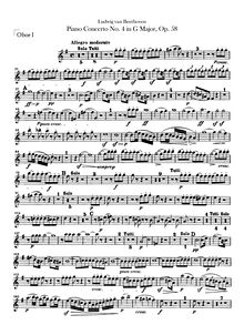 Partition hautbois 1, 2, Piano Concerto No.4, G major, Beethoven, Ludwig van