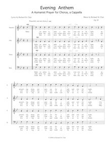 Partition complète, Evening Anthem, A Humanist Prayer pour chœur SATB