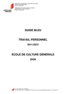 GUIDE BLEU TRAVAIL PERSONNEL ÉCOLE DE CULTURE ...