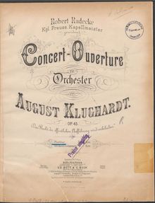 Partition complète, Concert Ouverture, G major, Klughardt, August