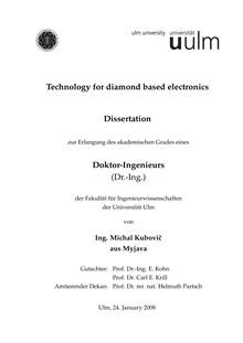 Technology for diamond based electronics [Elektronische Ressource] / von Michal Kubovič