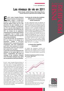 INSEE - Les niveaux de vie en 2011 (publication septembre 2013)