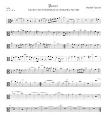Partition ténor viole de gambe 1, alto clef, (Four Note) Pavan, Farrant, Richard
