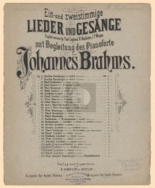 Partition complète, 5 chansons, Brahms, Johannes