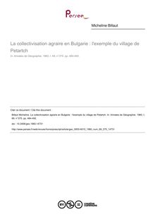 La collectivisation agraire en Bulgarie : l exemple du village de Petartch - article ; n°375 ; vol.69, pg 484-492