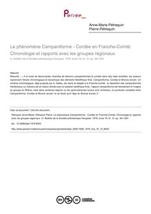 Le phénomène Campaniforme - Cordée en Franche-Comté. Chronologie et rapports avec les groupes régionaux - article ; n°10 ; vol.75, pg 361-393