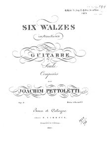 Partition complète, Six Walzes Instructives, Op.3, Pettoletti, Pietro