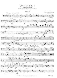 Partition violoncelle, Piano quintette No.2, Dvořák, Antonín