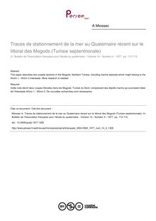 Traces de stationnement de la mer au Quaternaire récent sur le littoral des Mogods (Tunisie septentrionale) - article ; n°4 ; vol.14, pg 112-115