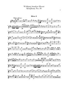 Partition hautbois 1, 2, Symphony No.30, D major, Mozart, Wolfgang Amadeus par Wolfgang Amadeus Mozart
